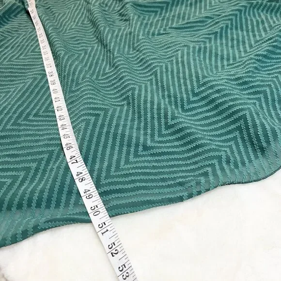 ASOS Ruched Waist Pleated Midi Dress Green Striped Sz 14 - Picture 14 of 14